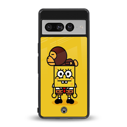 spongebob back phone cover | glass case for google pixel 7 pro
