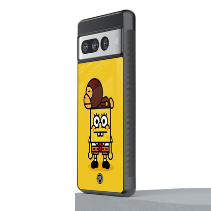 spongebob back phone cover | glass case for google pixel 7 pro