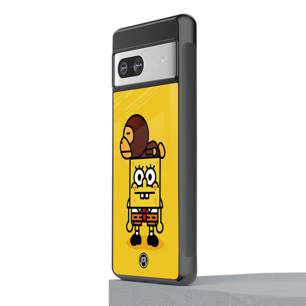 spongebob back phone cover | glass case for Google Pixel 7
