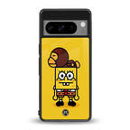 spongebob back phone cover | glass case for google pixel 8 pro