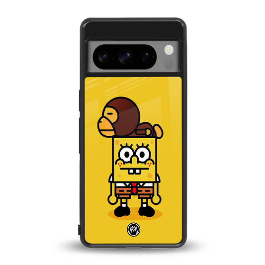 spongebob back phone cover | glass case for google pixel 8 pro