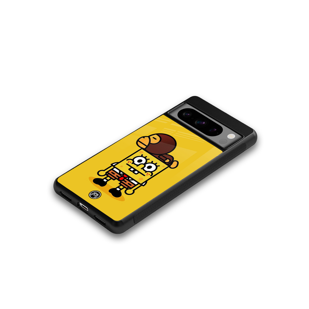 spongebob back phone cover | glass case for google pixel 8 pro
