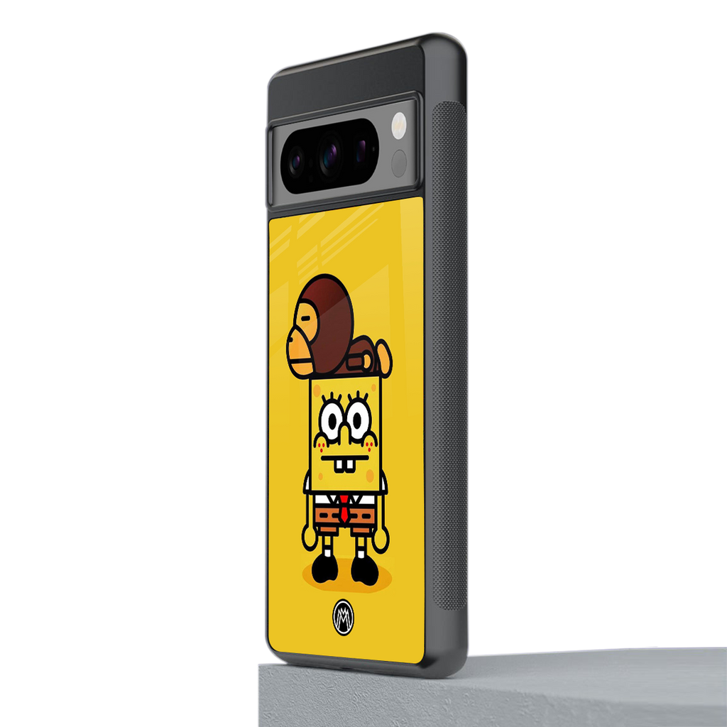 spongebob back phone cover | glass case for google pixel 8 pro