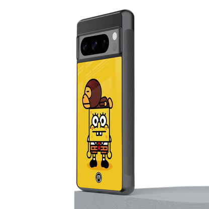 spongebob back phone cover | glass case for google pixel 8 pro