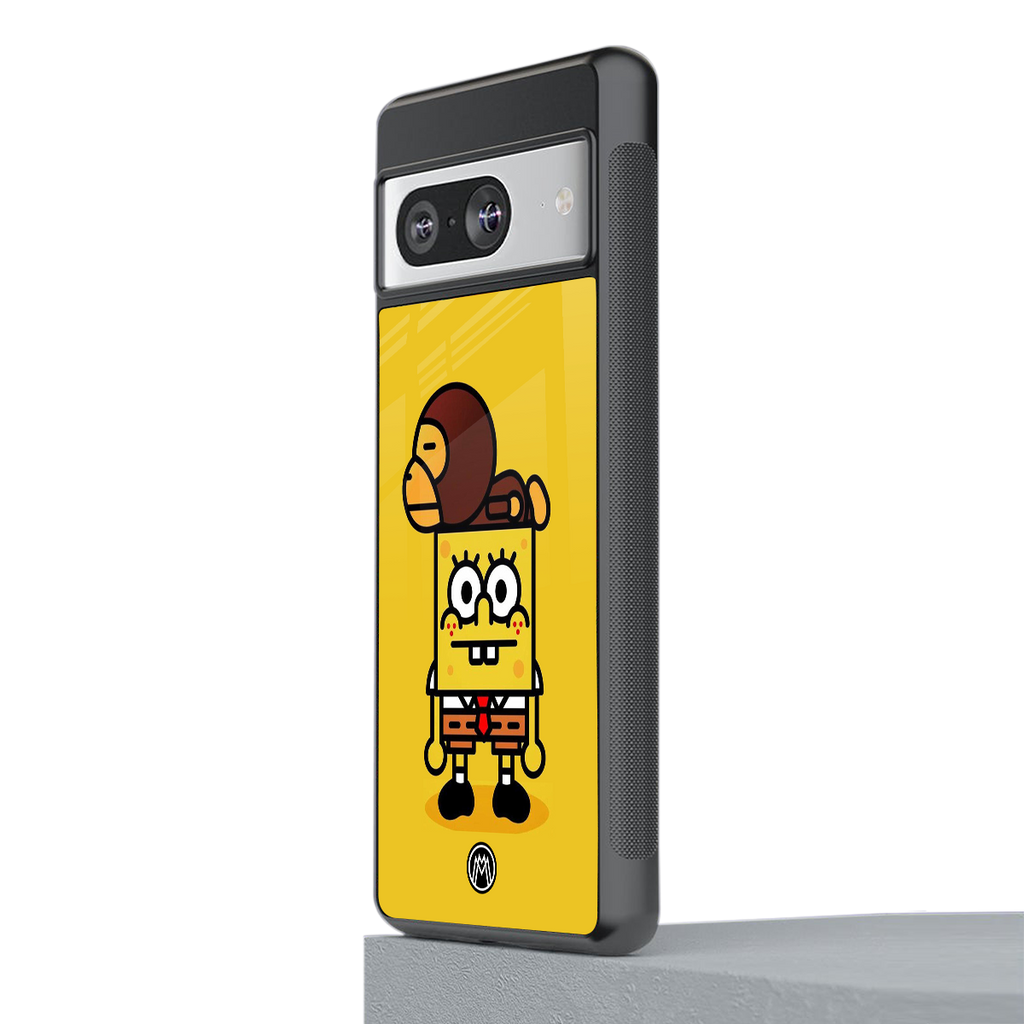 spongebob back phone cover | glass case for Google Pixel 8