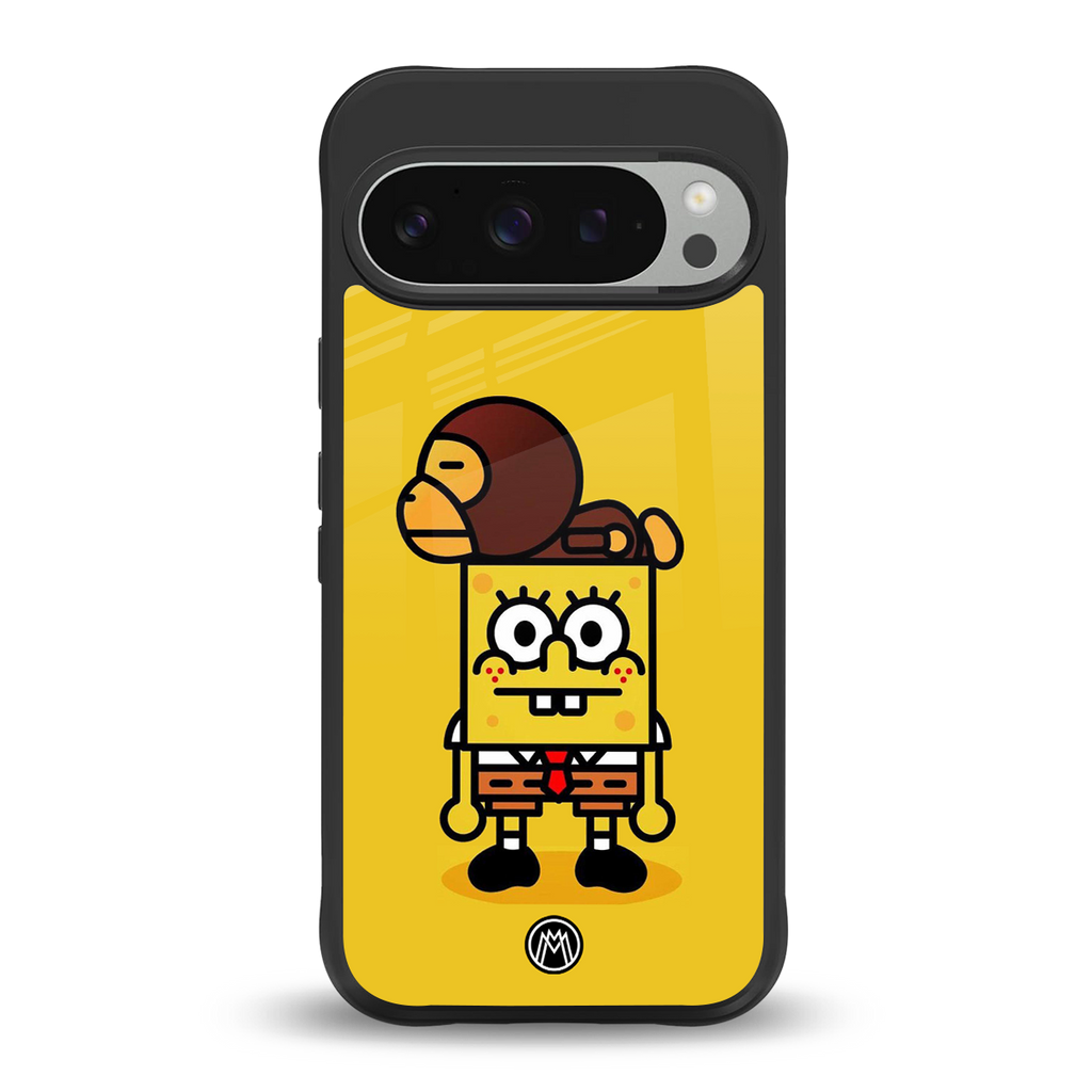 spongebob back phone cover | glass case for google pixel 9 pro xl