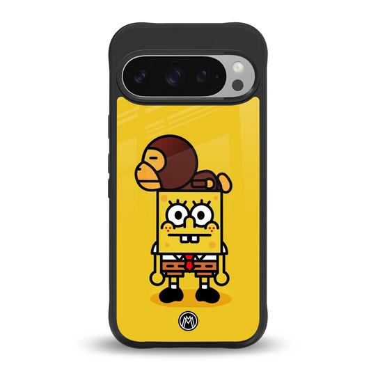 spongebob back phone cover | glass case for google pixel 9 pro xl