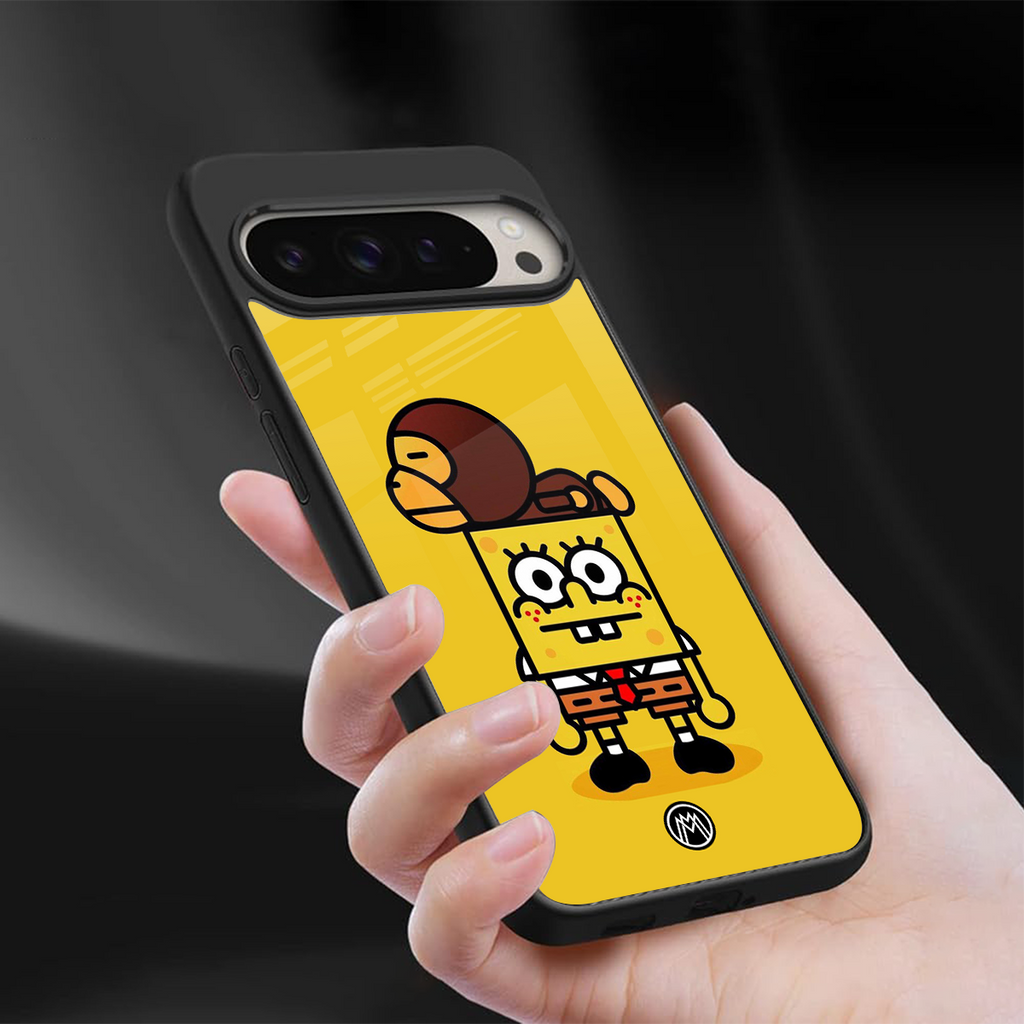 spongebob back phone cover | glass case for google pixel 9 pro