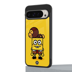 spongebob back phone cover | glass case for google pixel 9 pro xl