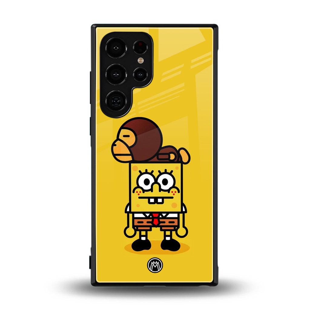 spongebob back phone cover | glass case for samsung galaxy s23 ultra