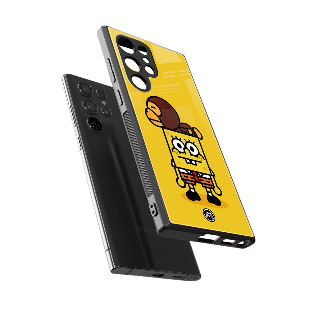 spongebob back phone cover | glass case for samsung galaxy s23 ultra