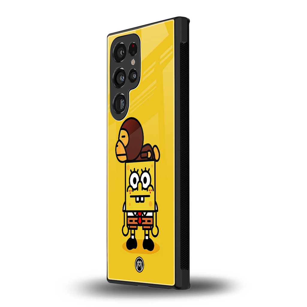 spongebob back phone cover | glass case for samsung galaxy s23 ultra