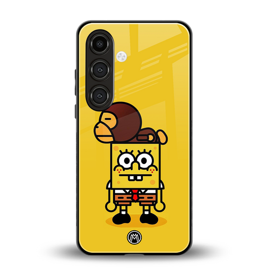 spongebob back phone cover | glass case for samsung galaxy s24 fe