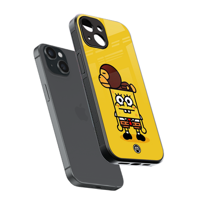 spongebob back phone cover | glass case for iphone 15