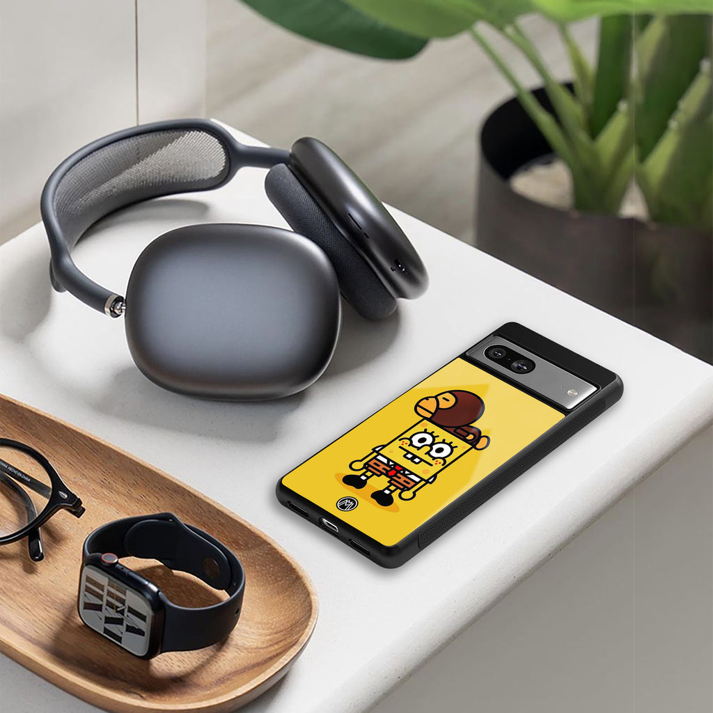 spongebob back phone cover | glass case for google pixel 9 pro