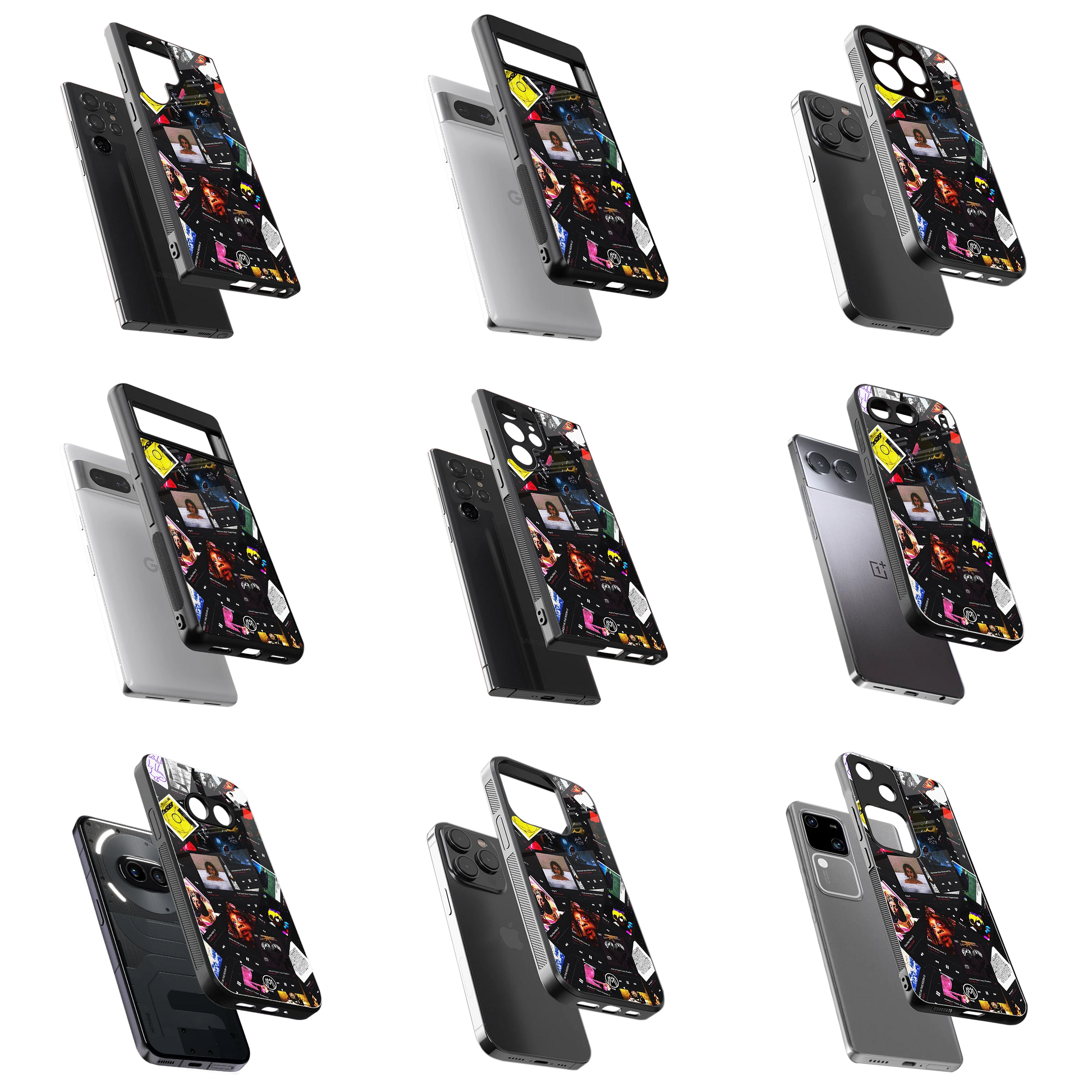 Durable Glass Back Mobile Case for iPhone, Samsung, OnePlus, Google Pixel, Redmi, Vivo, Oppo