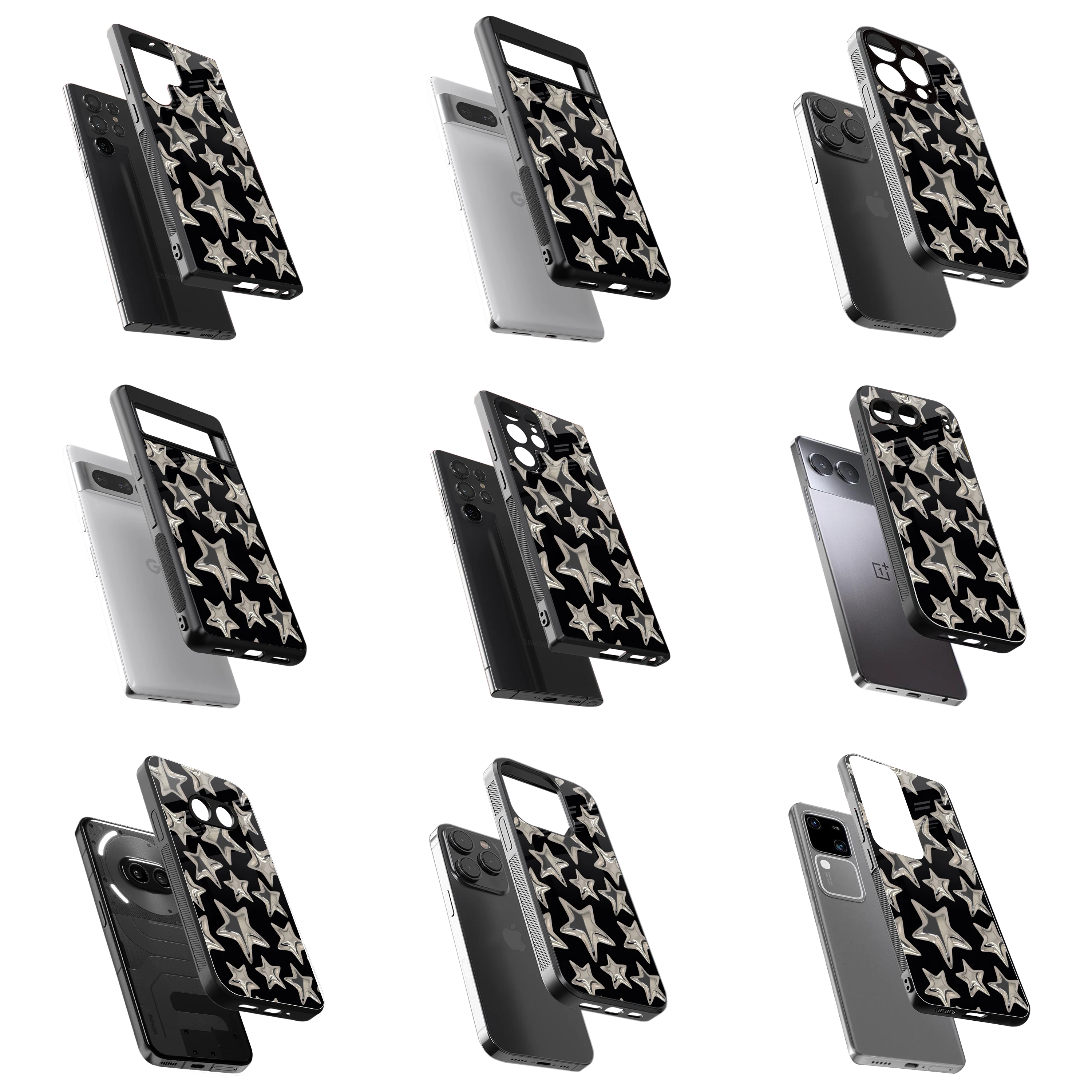 Durable Glass Back Mobile Case for iPhone, Samsung, OnePlus, Google Pixel, Redmi, Vivo, Oppo