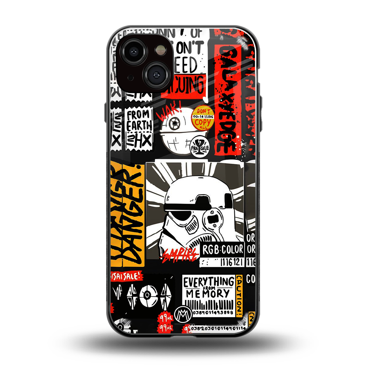 star wars collage back phone cover | glass case for iphone 15 plus