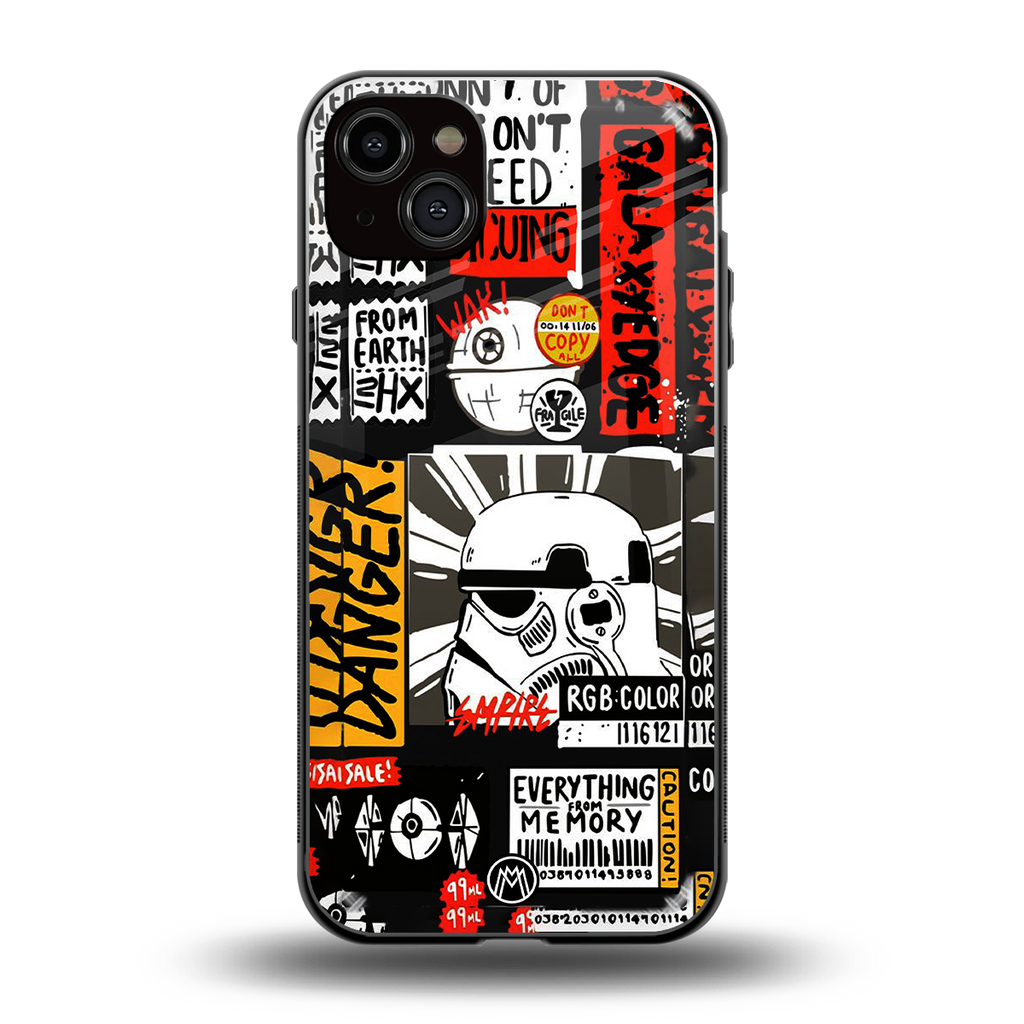 star wars collage back phone cover | glass case for iphone 14 plus