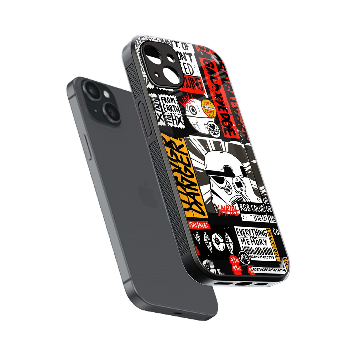 star wars collage back phone cover | glass case for iphone 15 plus