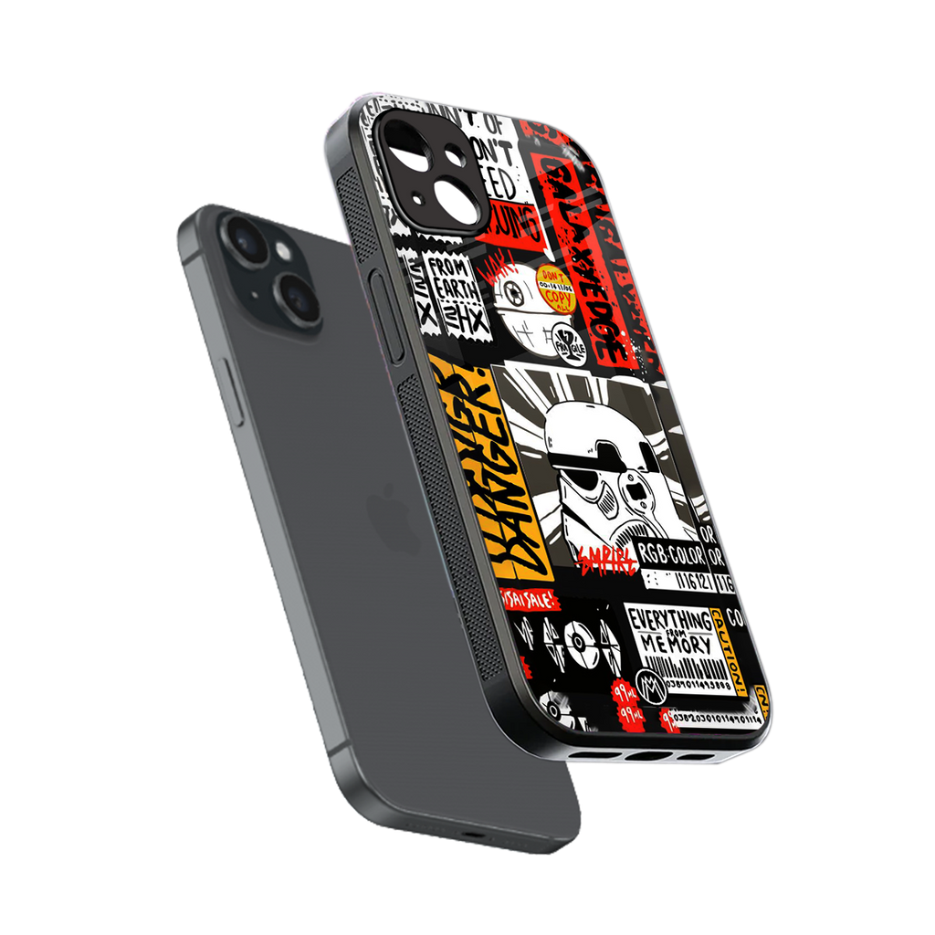 star wars collage back phone cover | glass case for iphone 14 plus