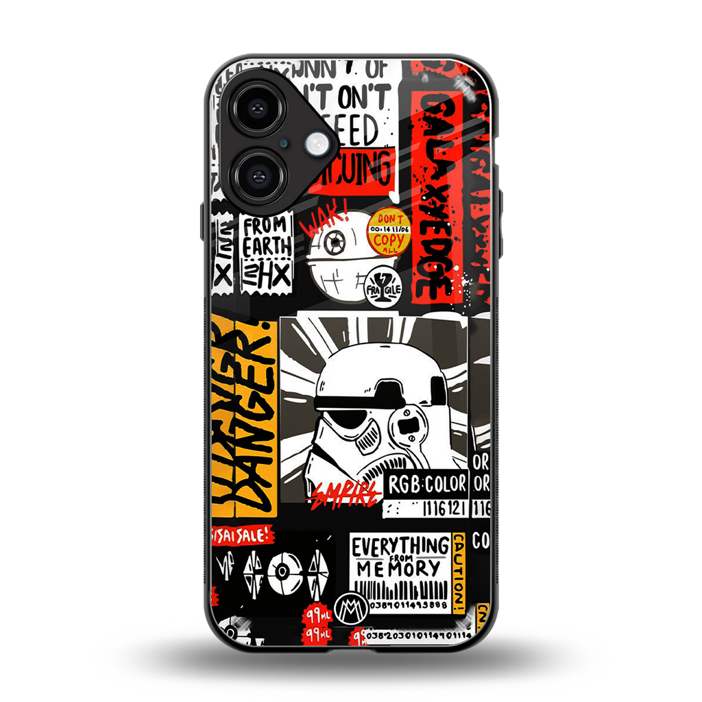 star wars collage back phone cover | glass case for iphone 16 plus