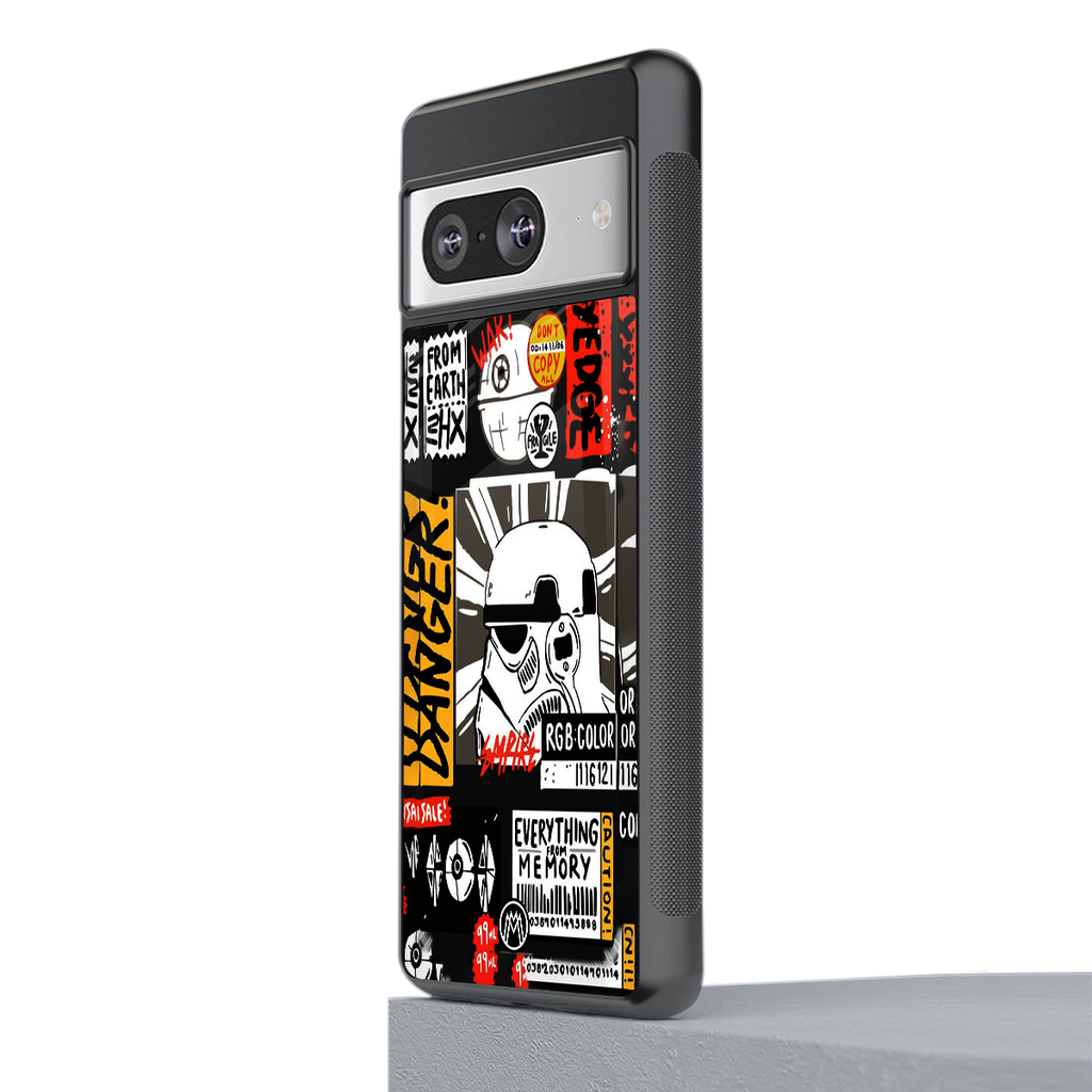 star wars collage back phone cover | glass case for Google Pixel 8