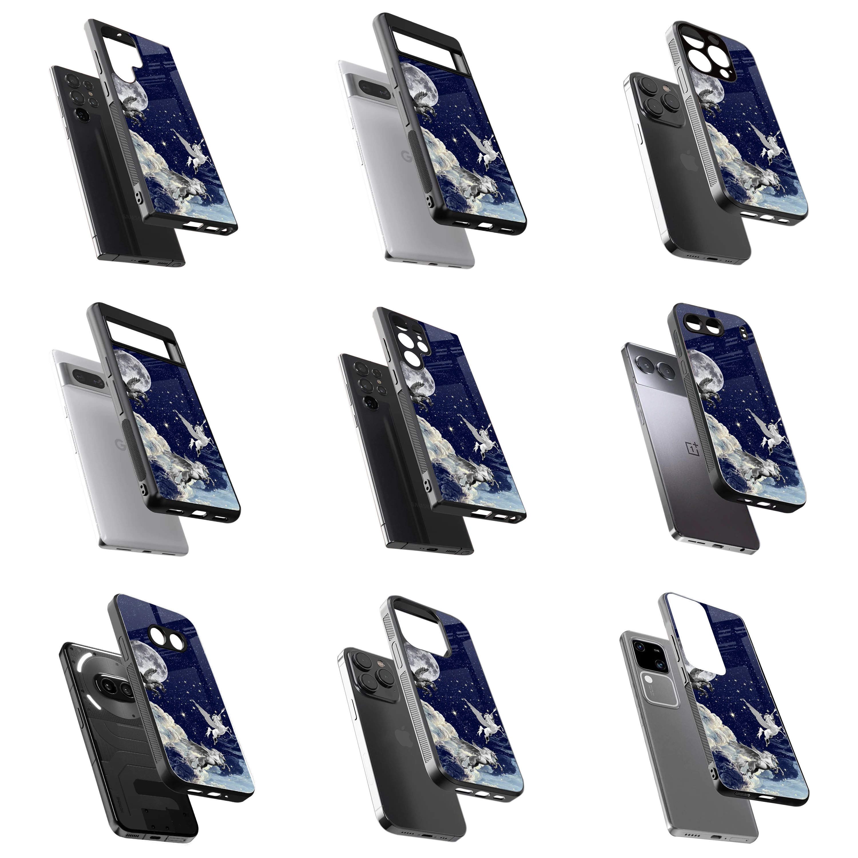 Durable Glass Back Mobile Case for iPhone, Samsung, OnePlus, Google Pixel, Redmi, Vivo, Oppo