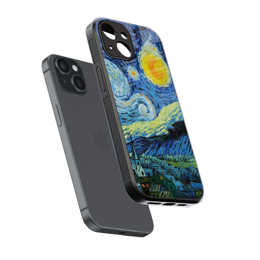 starry night back phone cover | glass case for iphone 13 mini