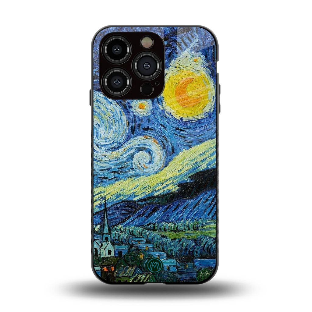 starry night back phone cover | glass case for iphone 13 pro