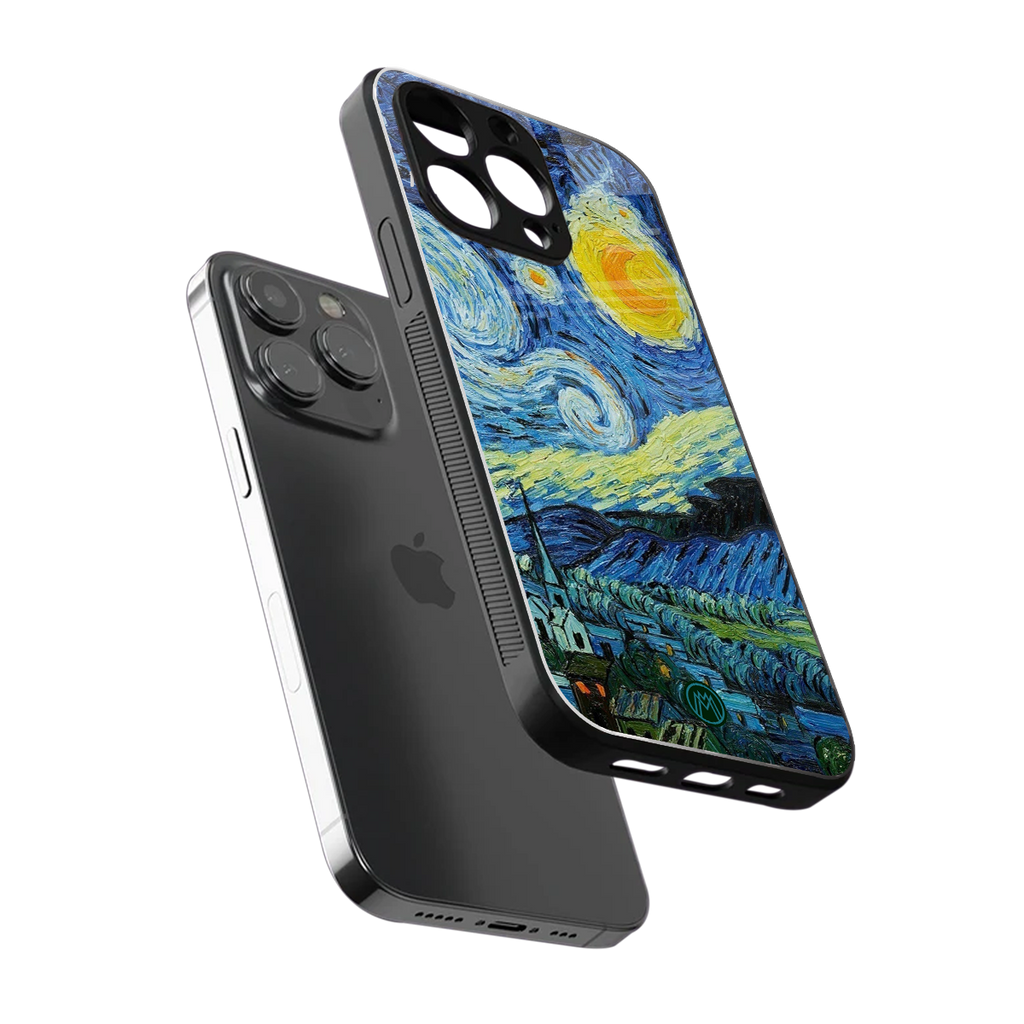 starry night back phone cover | glass case for iphone 13 pro