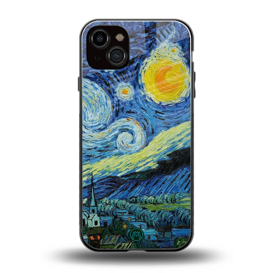 starry night back phone cover | glass case for iphone 15 plus