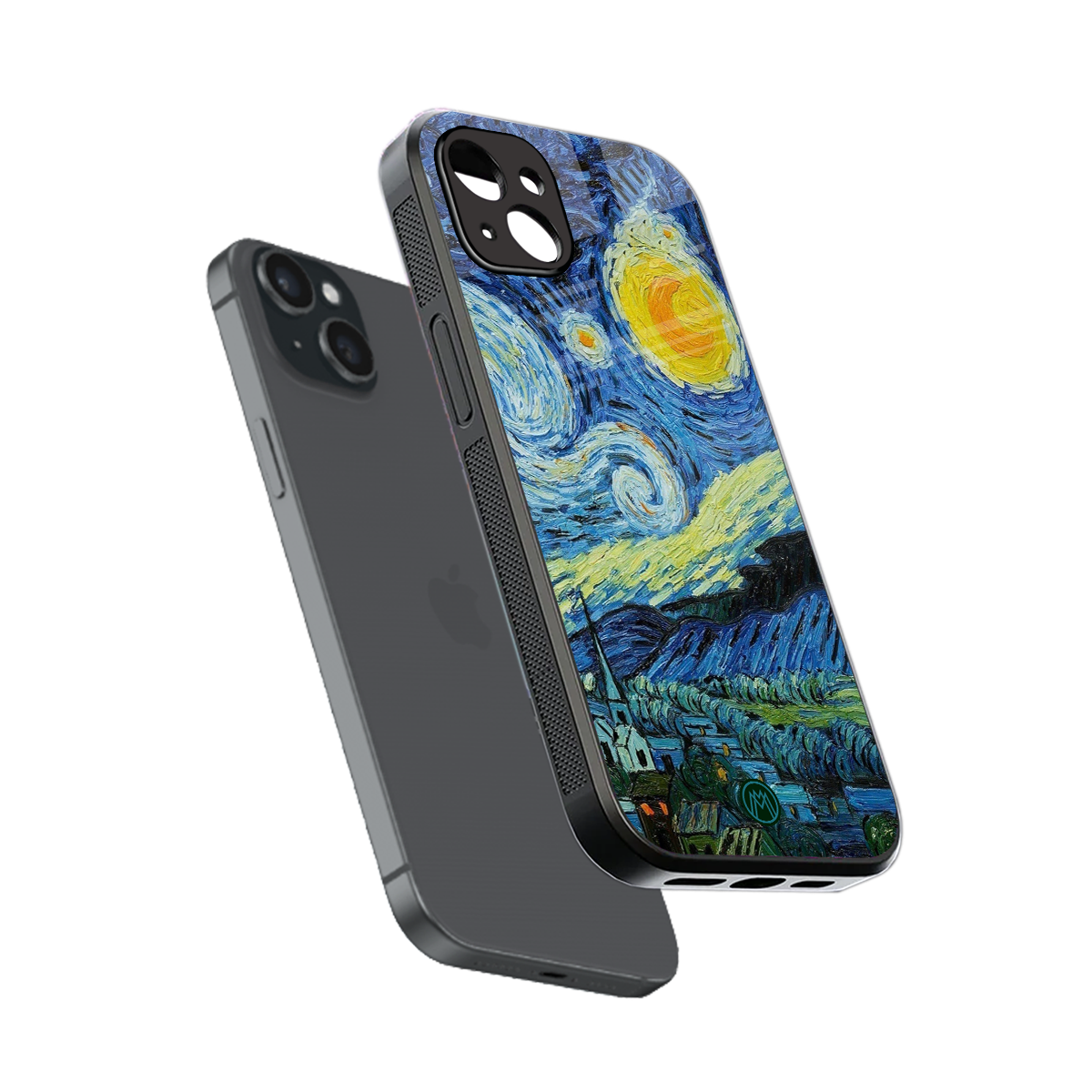 starry night back phone cover | glass case for iphone 15 plus