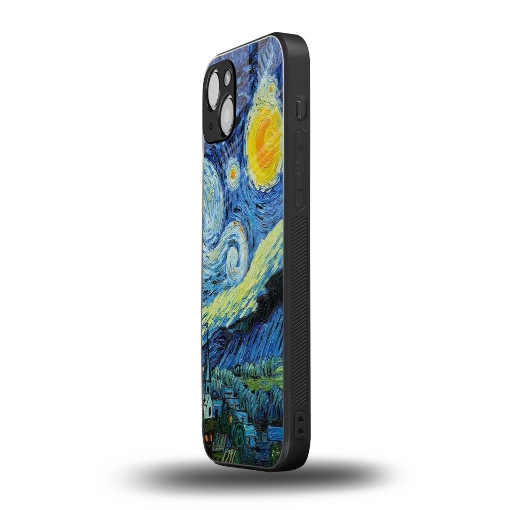 starry night back phone cover | glass case for iphone 15 plus