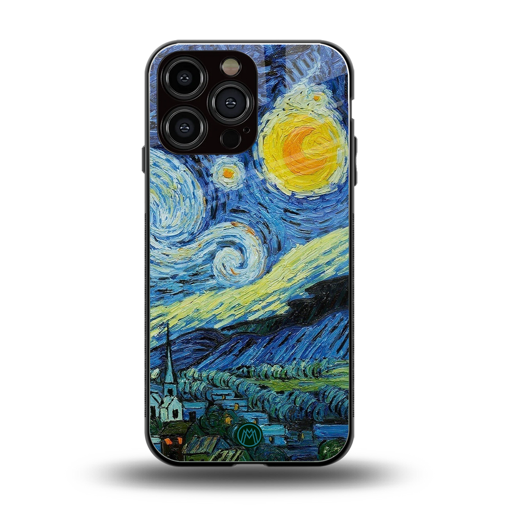 starry night back phone cover | glass case for iphone 15 pro max