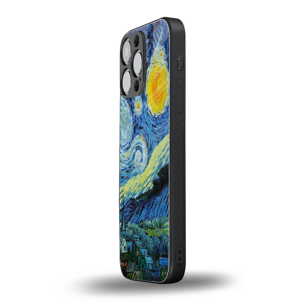 starry night back phone cover | glass case for iphone 15 pro max