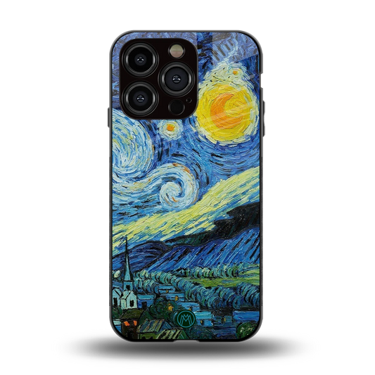 starry night back phone cover | glass case for iphone 15 pro