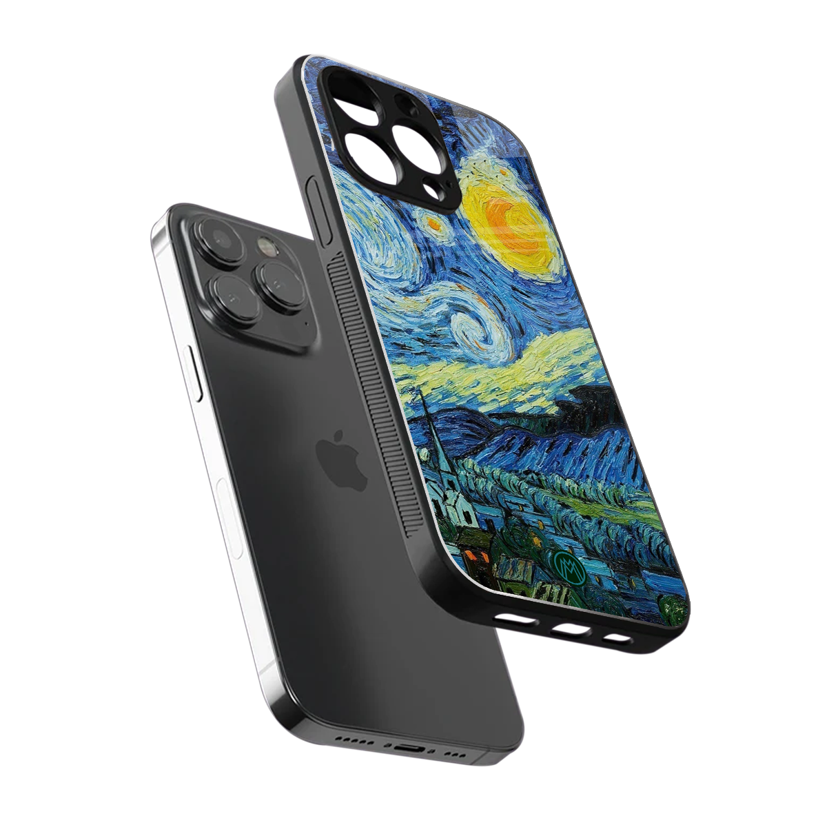 starry night back phone cover | glass case for iphone 15 pro