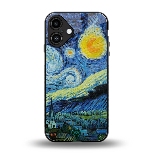 starry night back phone cover | glass case for iphone 16 plus