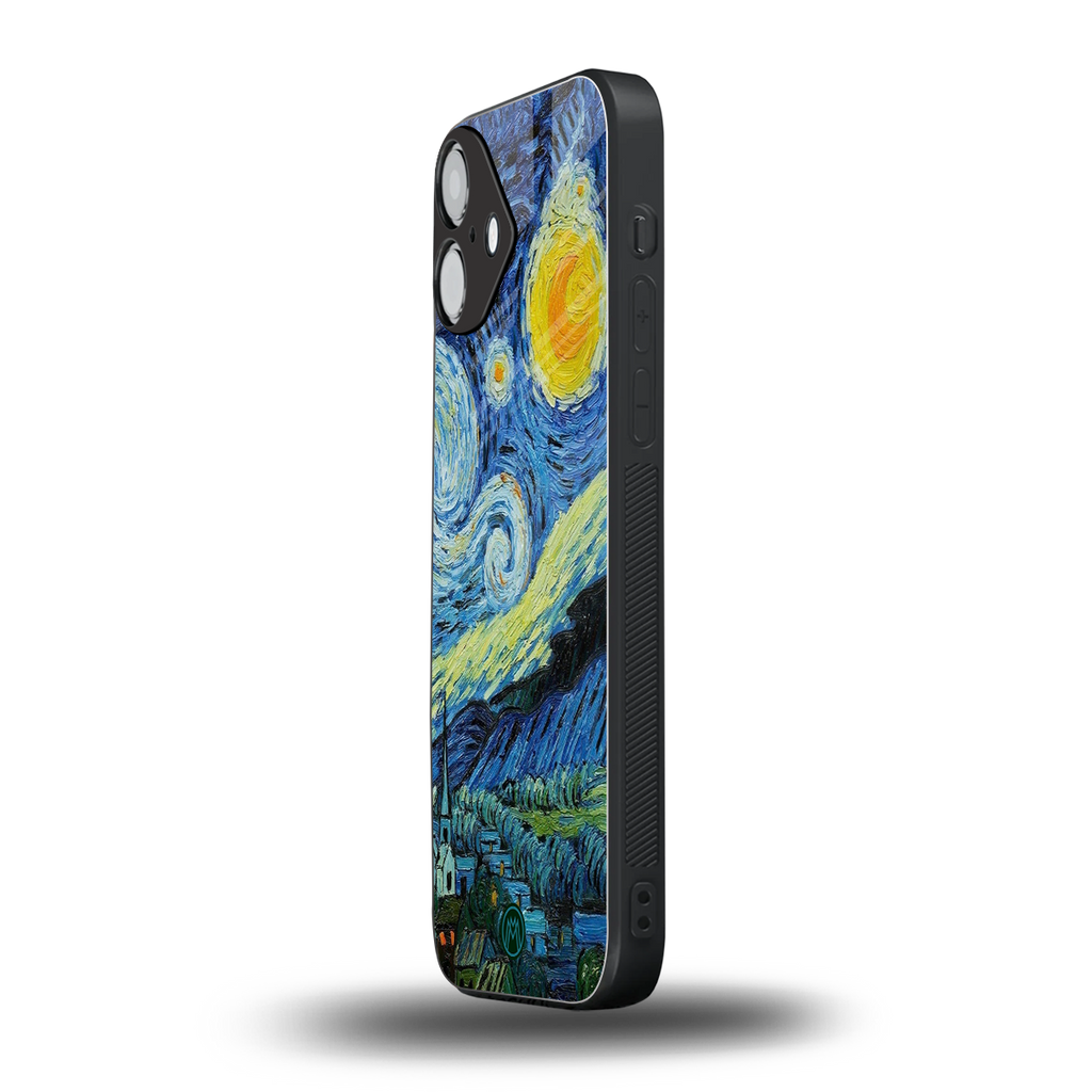starry night back phone cover | glass case for iphone 16 plus