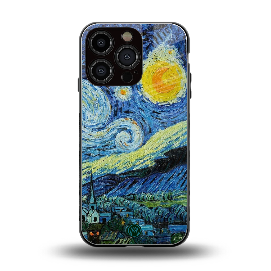 starry night back phone cover | glass case for iphone 16 pro