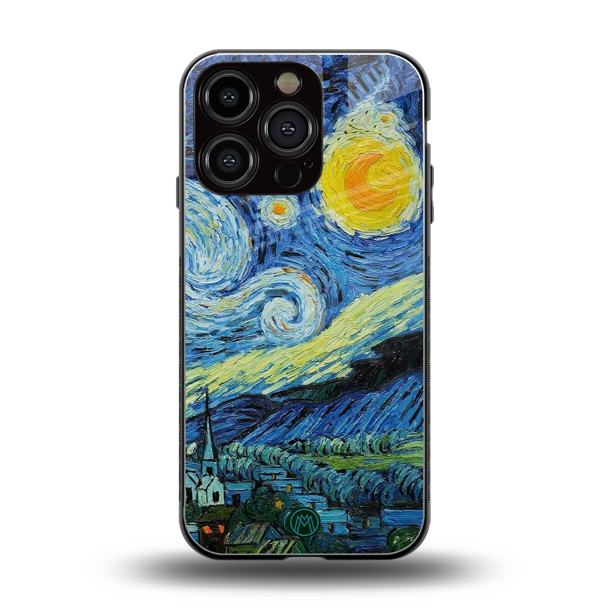 starry night back phone cover | glass case for iphone 16 pro