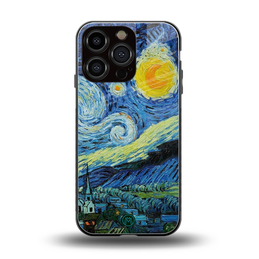 starry night back phone cover | glass case for iphone 16 pro