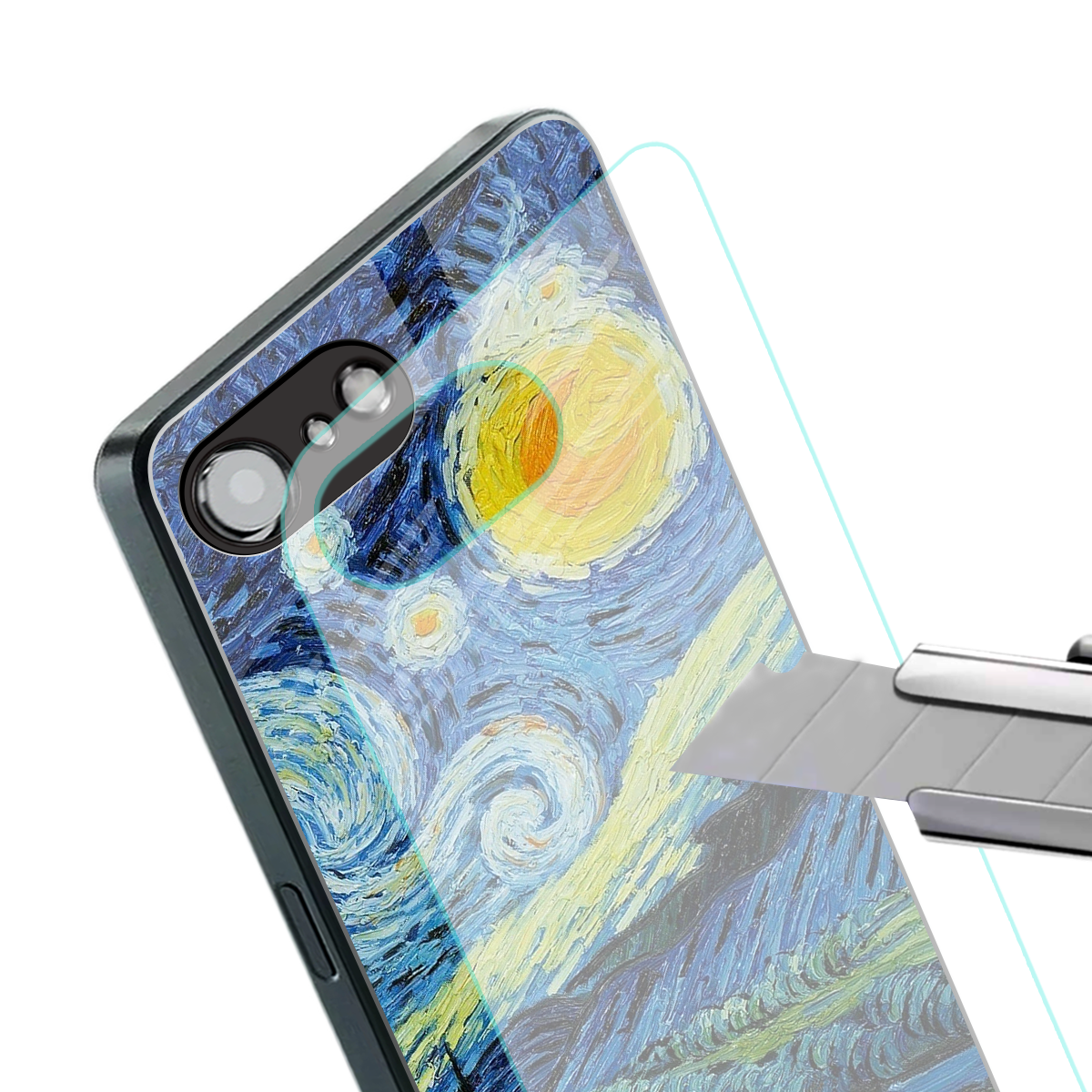 starry night back phone cover | glass case for iphone 16e