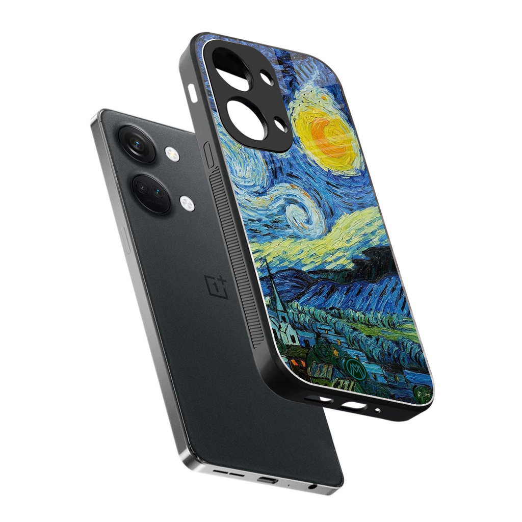 starry night back phone cover | glass case for oneplus nord 3