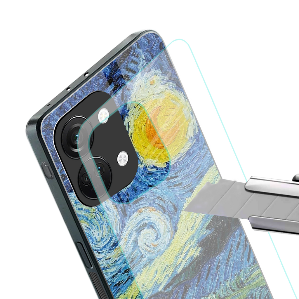 starry night back phone cover | glass case for oneplus nord 3
