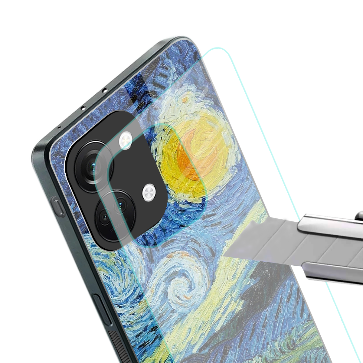 starry night back phone cover | glass case for oneplus nord 3