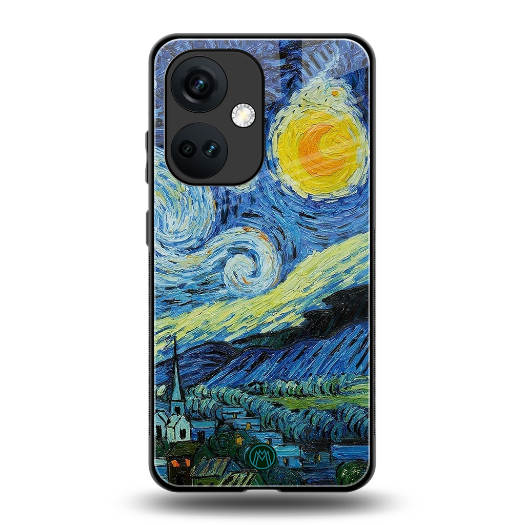 starry night back phone cover | glass case for oneplus nord ce 3