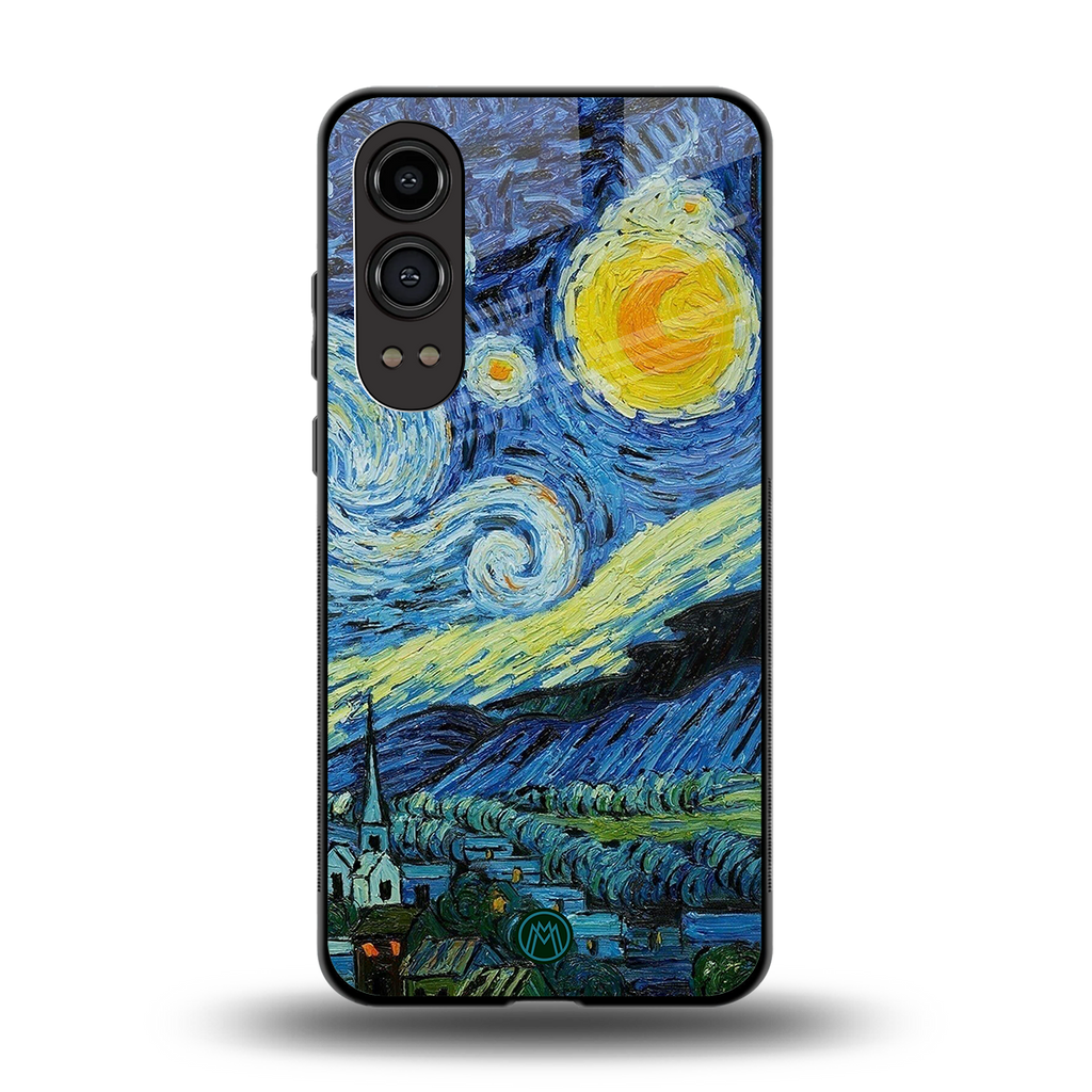 starry night back phone cover | glass case for oneplus nord ce 4 lite
