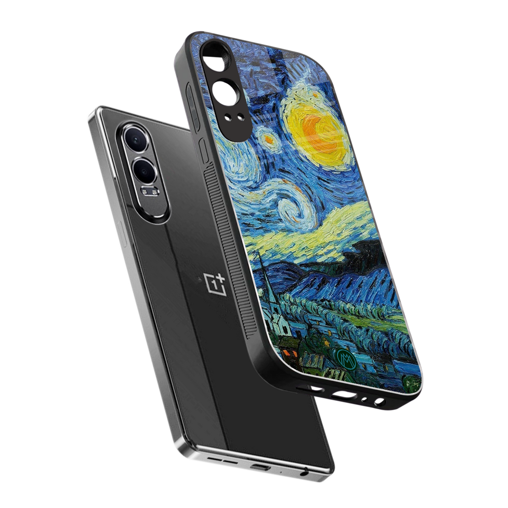 starry night back phone cover | glass case for oneplus nord ce 4 lite
